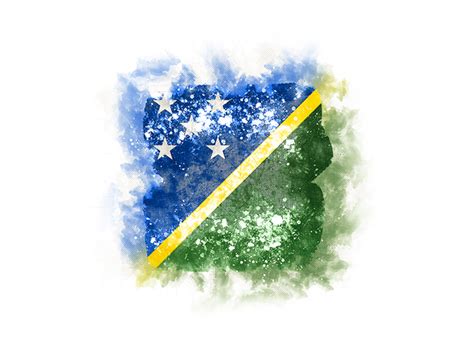 Square Grunge Flag Illustration Of Flag Of Solomon Islands