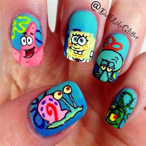 i so want these sponge bob Diseños de esmalte de uñas Manicura de