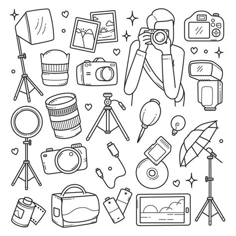 Camera And Photography Doodle Hand Drawn Vector Illustration