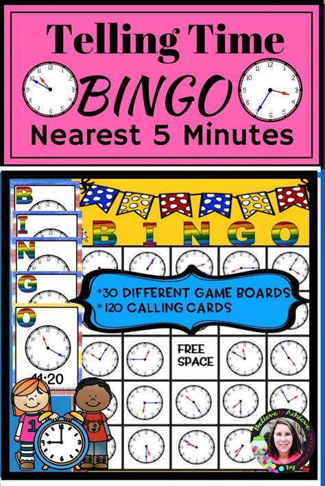 Telling Time To The Nearest Minutes Bingo Game Math Activities