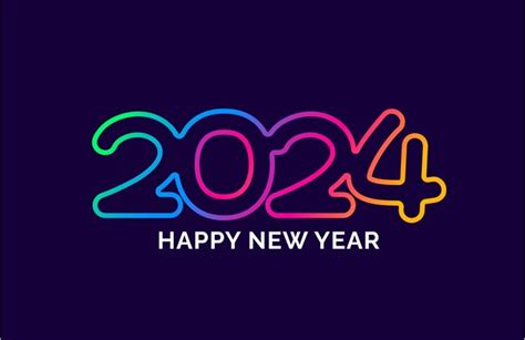 Premium Vector 2024 Happy New Year Colorful Text Logo Typography