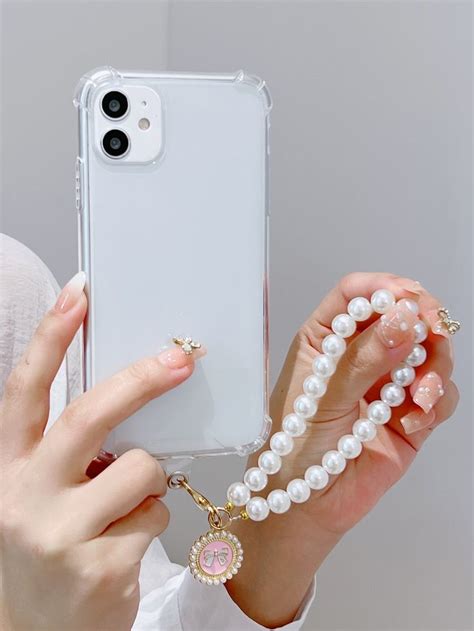 Clear Phone Case With Faux Pearl Beaded Lanyard Diy Phone Case Design