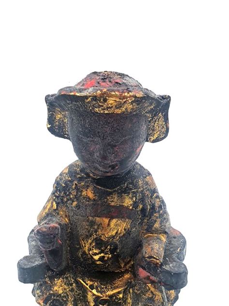 Ancienne Reproduction Petite Statue Votive Chinoise Le Mandarin