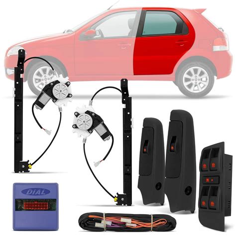 Kit Vidro Elétrico Fiat Palio 2006 A 2011 Siena 2006 A 2011 Traseiro