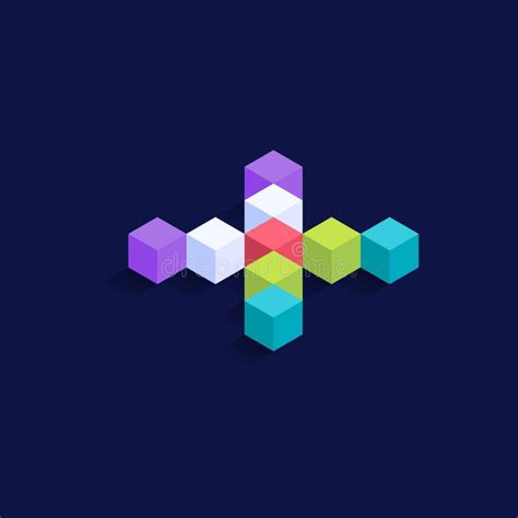 Multiplication Sign Isometric Colorful Cubes 3d Design Three