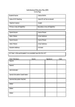 Printable Blank Iep Template