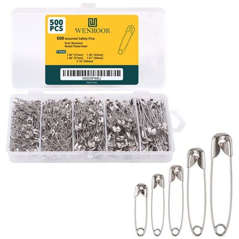 Wenrook Large Safety Pins Assorted 5 Size Bulk Pack Of 500 Strong