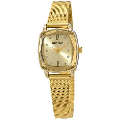 Ellen Tracy Quartz Crystal Gold Dial Ladies Watch Et5188gd 613874009811 Watches Jomashop