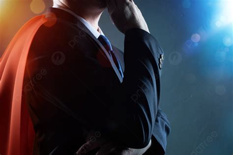 Closeup Businessman In Suit And Cape Hero Photo Background And Picture