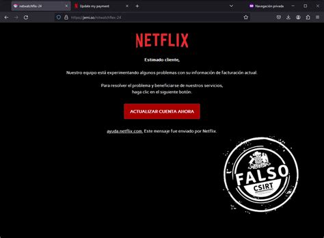 Netflix Phishing CSIRT De Gobierno