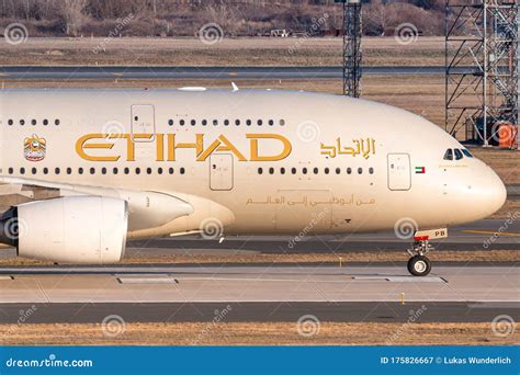 Etihad Airways Airbus A380 800 Airplane At New York Jfk Editorial