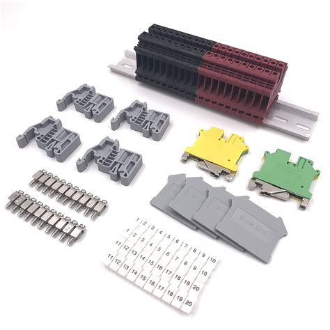 Erayco DIN Rail Terminal Blocks Kit 20Pcs UK5N 10 AWG Terminal Blocks