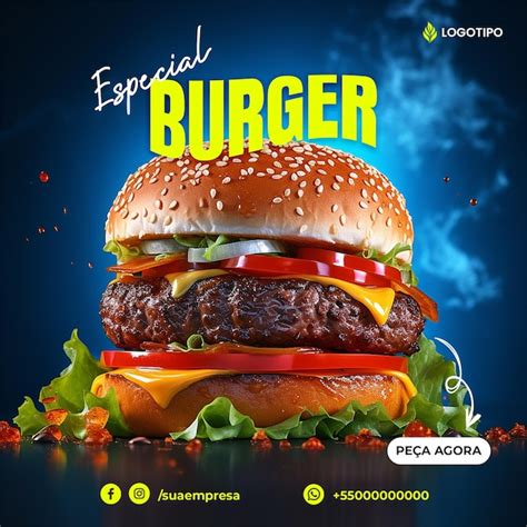 Premium PSD Burger Social Media Post Design