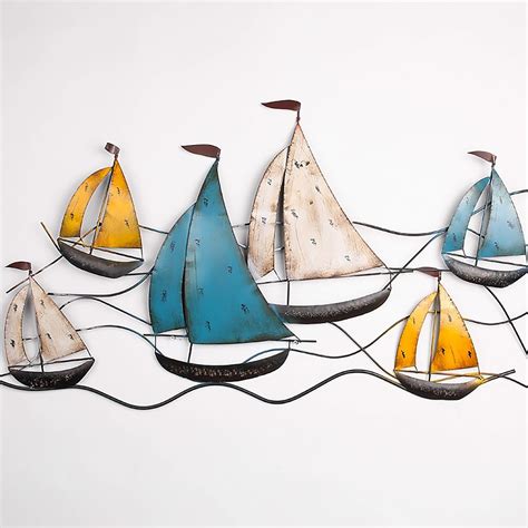 Metal Sailboat Wall Decor Set Living Room Wall Art