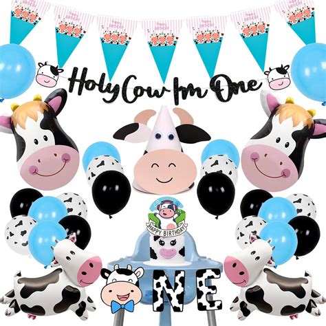 Amazon Plorbach Holy Cow Im One Birthday Decorations Boy Cow