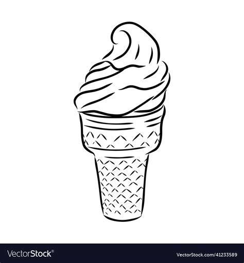 Ice Cream Cone Doodle Cream Royalty Free Vector Image