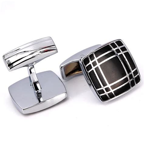 Wn Stainless Steel Cufflinks Men Luxury Classic Black Square Cufflinks