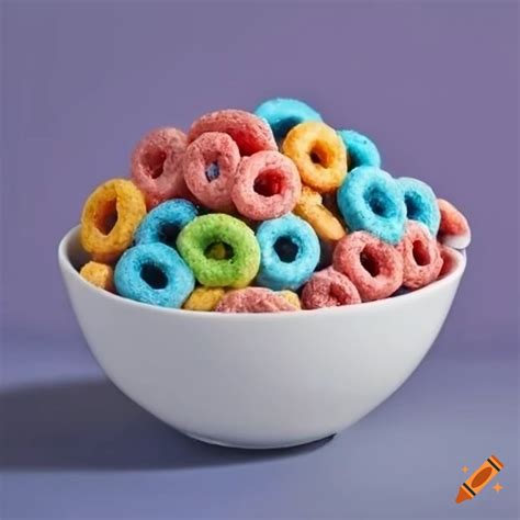 Rainbow Loops Of Cereal In Milk All In White Glazed Cereal Bowl