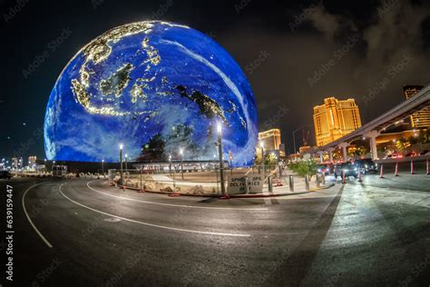 Las Vegas, Nevada, the USA, 25 August 2023: MSG Sphere is light up in ...