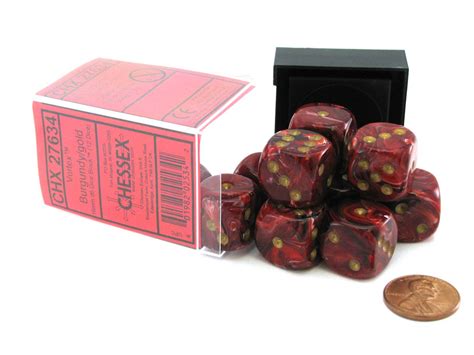 Vortex 16mm D6 Chessex Dice Block 12 Dice Burgundy With — Pippd