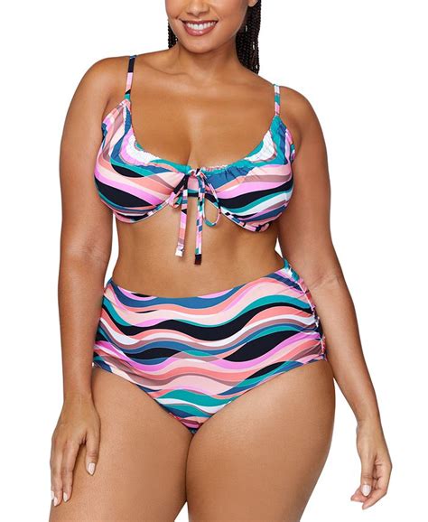 Raisins Curve Trendy Plus Size Collina Printed Bikini Top And Bottoms Macys