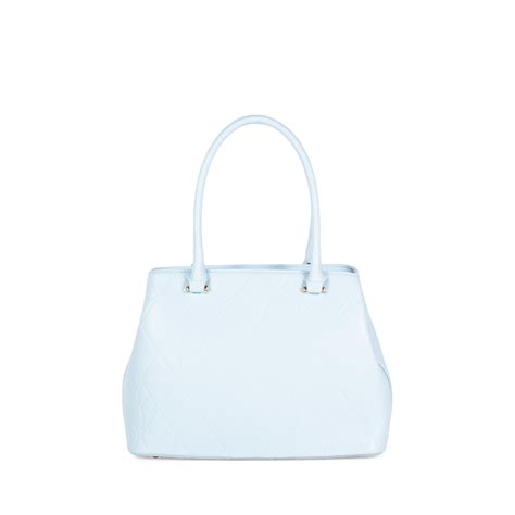 Bolsa Satchel Troquelado A Rombos Color Azul Celeste Cloe Factory Store