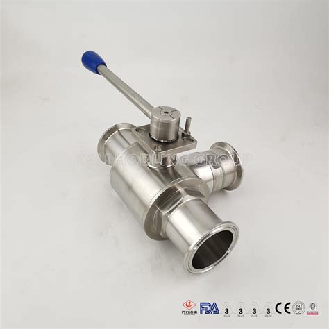 Sanitary Stainless Steel Three Way Clamped Ball Valve China Three Way Clamped Ball Valve