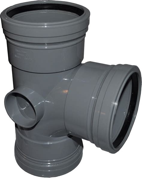 Triple Socket Pushfit Soil Pipe Degree Tee Grey Pack Of