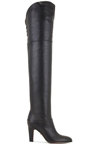 Amina Muaddi Olivia Nappa Boot In Forest Green Fwrd