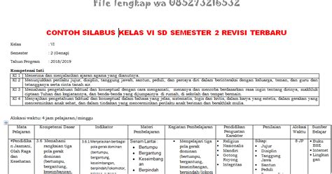 Silabus Pjok Sd 9 Kolom Kelas 1 2 3 4 5 6 Semester 2 Revisi Terbaru Biologizone