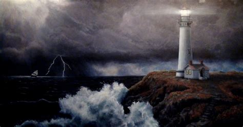 Lighthouse Storm Painting | Wallpapers Gallery