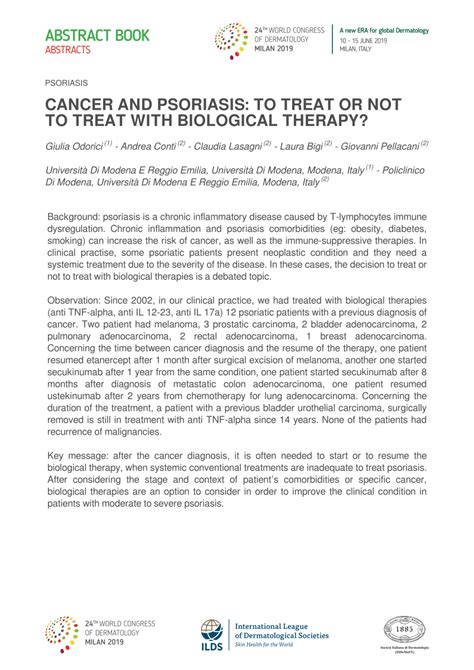 Pdf Cancer And Psoriasis To Treat Or Not To Treat With Biological Therapy