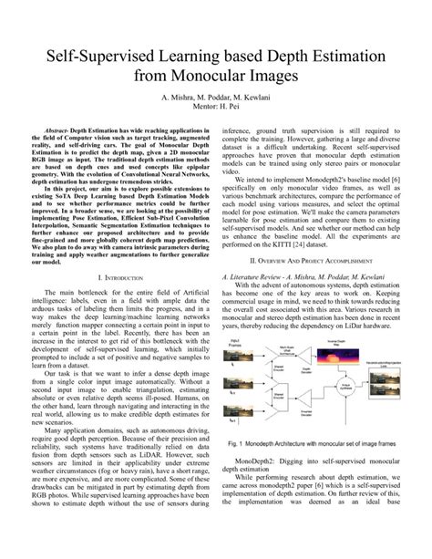 Self Supervised Learning Based Depth Estimation From Monocular Images