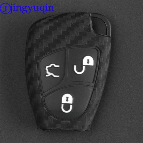 Jingyuqin Remote Car Key Case Cover Carbon Fiber Patten Silicone For