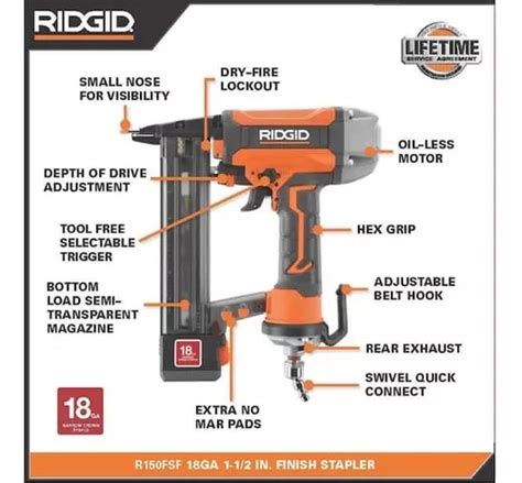 Grapadora Neumática Ridgid Calibre 18 Grapas De Corona 1 4 Meses sin