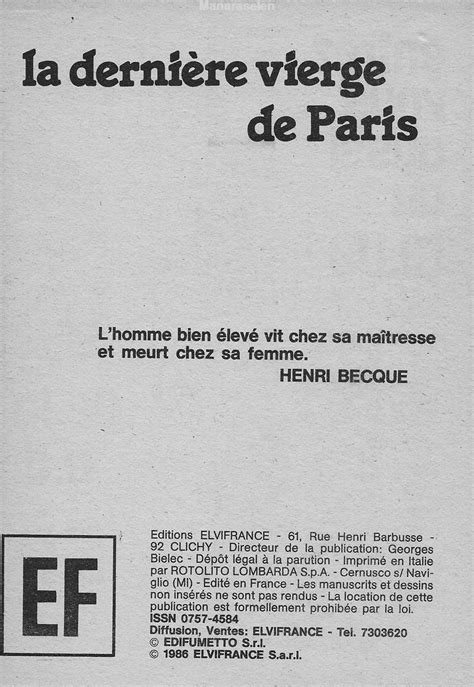 Elvifrance Super diabolique La dernière vierge de Paris BD porno Pipe porn comics