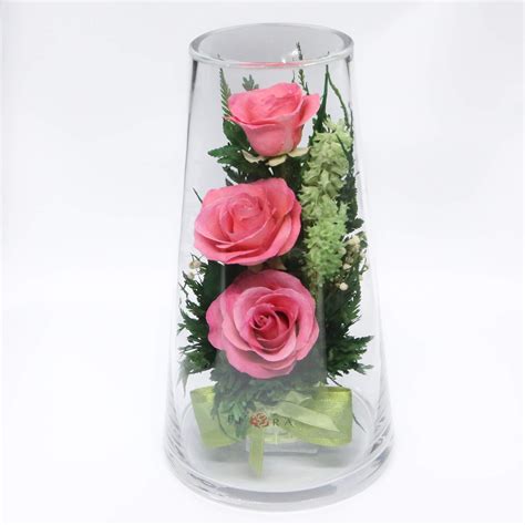 Fiora Flower Long Lasting Roses In A Sealed Glass Vase Fresh Cut Roses