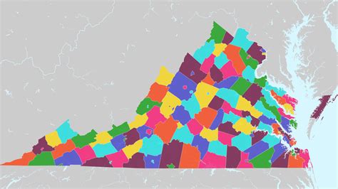 Counties Of Virginia Interactive Colorful Map