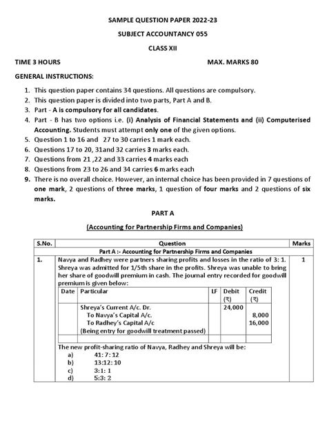 Class Accountancy Sample Paper Pdf Image To U