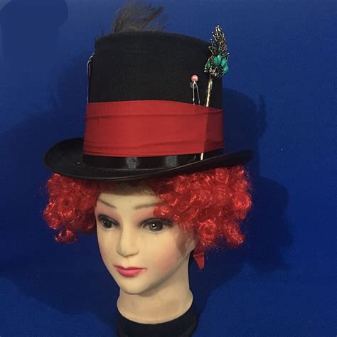 Alice In Wonderland Mad Hatter Hat Cosplay Wig Tarrant Hightopp Orange