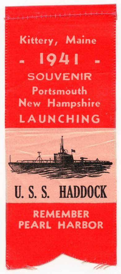 1941 Submarine Launch Ribbon For The Uss Haddock Ss 231 From The Portsmouth Naval Ship Yard