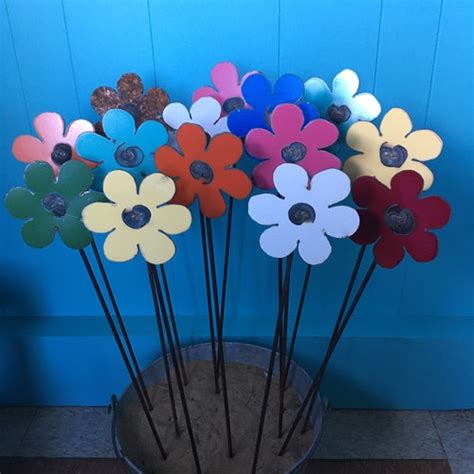 Metal Decorative Repurposed Rustic Flowers Etsy