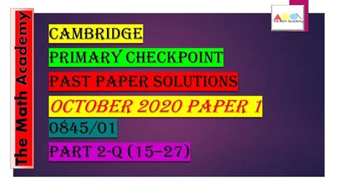 Checkpoint Primary Maths Paper October Cambridge Primary