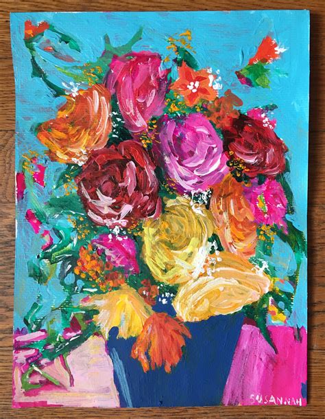 Mostly Roses Original Acrylic Painting 100 Flowers In 100 Days Etsy