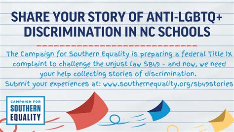 Share Your Story Of Anti Lgbtq Discrimination In Nc Schools For A Title Ix Complaint Against