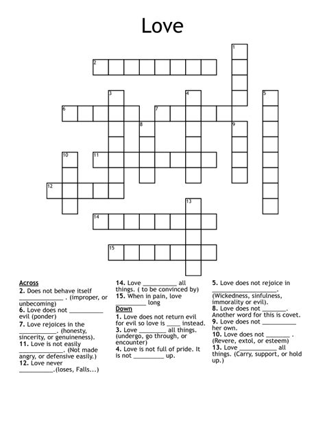 Love Crossword WordMint