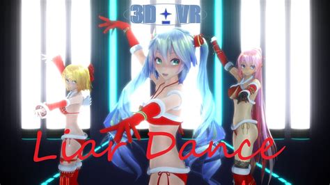 4k60fps 360 3D VR MMD Liar Dance Miku Luka Rin Santa Bikini