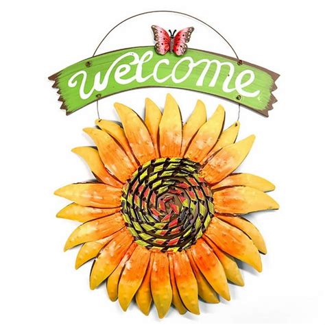 Yhdsn Sunflower Welcome Sign For Front Door Metal Sunflower Front