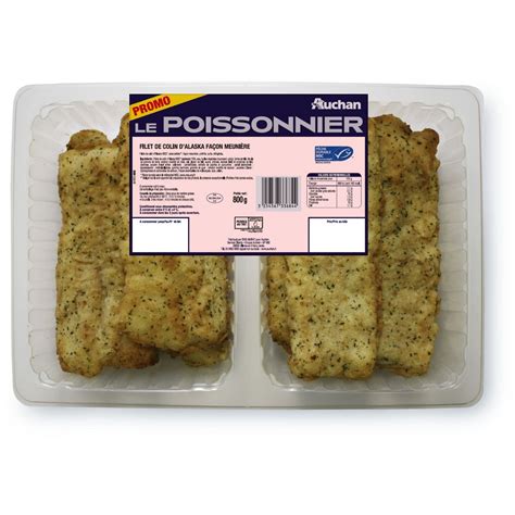 Filets de colin d Alaska sans arêtes façon meunière préfrits 800g pas