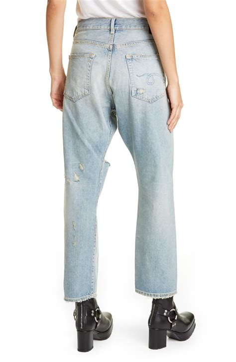 R13 Denim Crossover Ripped Jeans In Blue Lyst